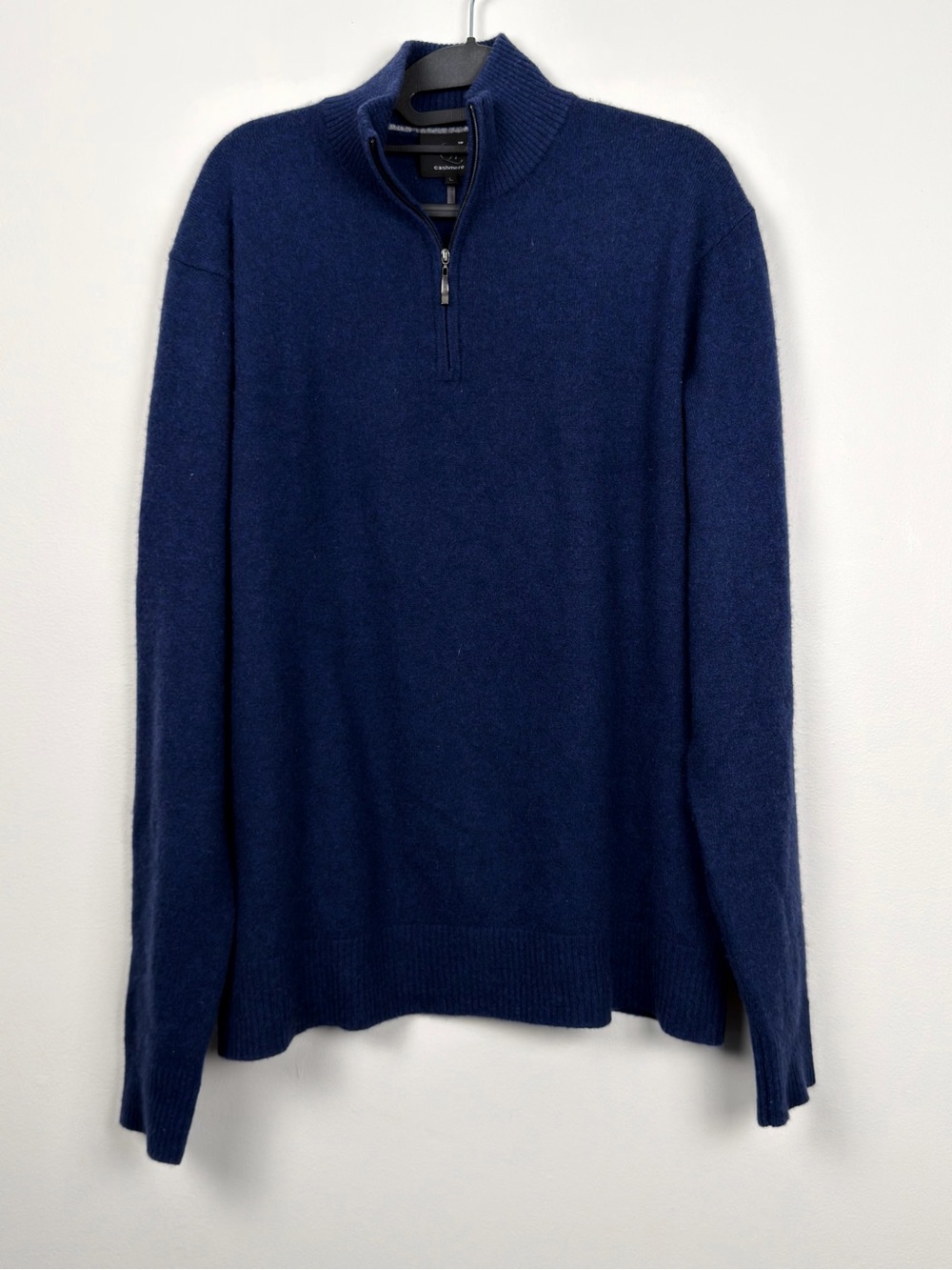 Qi Cashmere 100% Cashmere Navy Quarter Zip Sweater Men’s Large